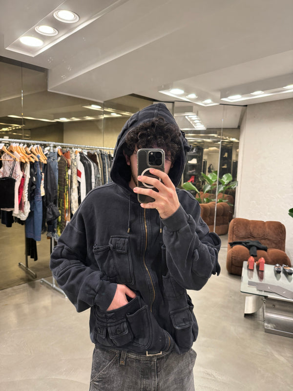 A/W2003 Dolce & Gabbana multi pocket zipper hoodie