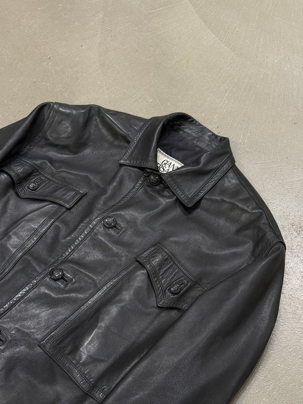 1990s Gianni Versace oversized cropped leather jacket