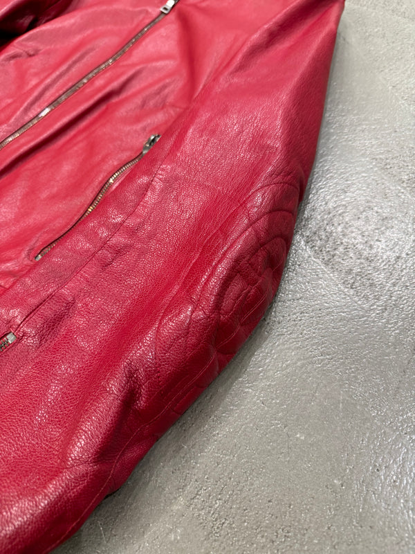 S/S2000 Prada biker red leather jacket with padded elbow