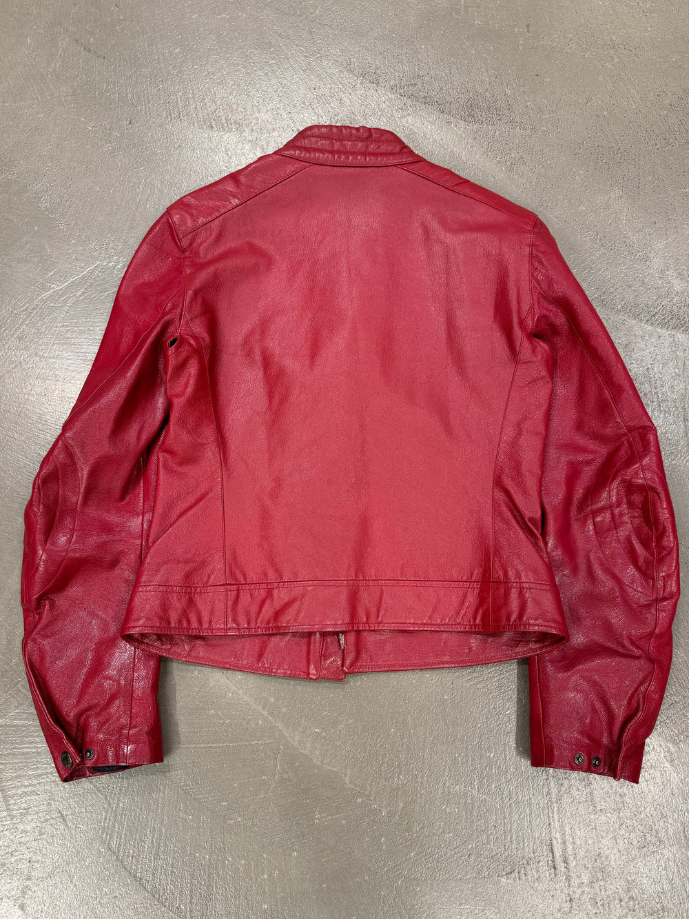 S/S2000 Prada biker red leather jacket with padded elbow