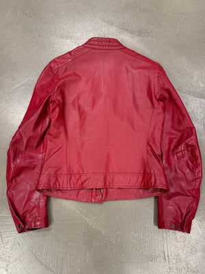 S/S2000 Prada biker red leather jacket with padded elbow