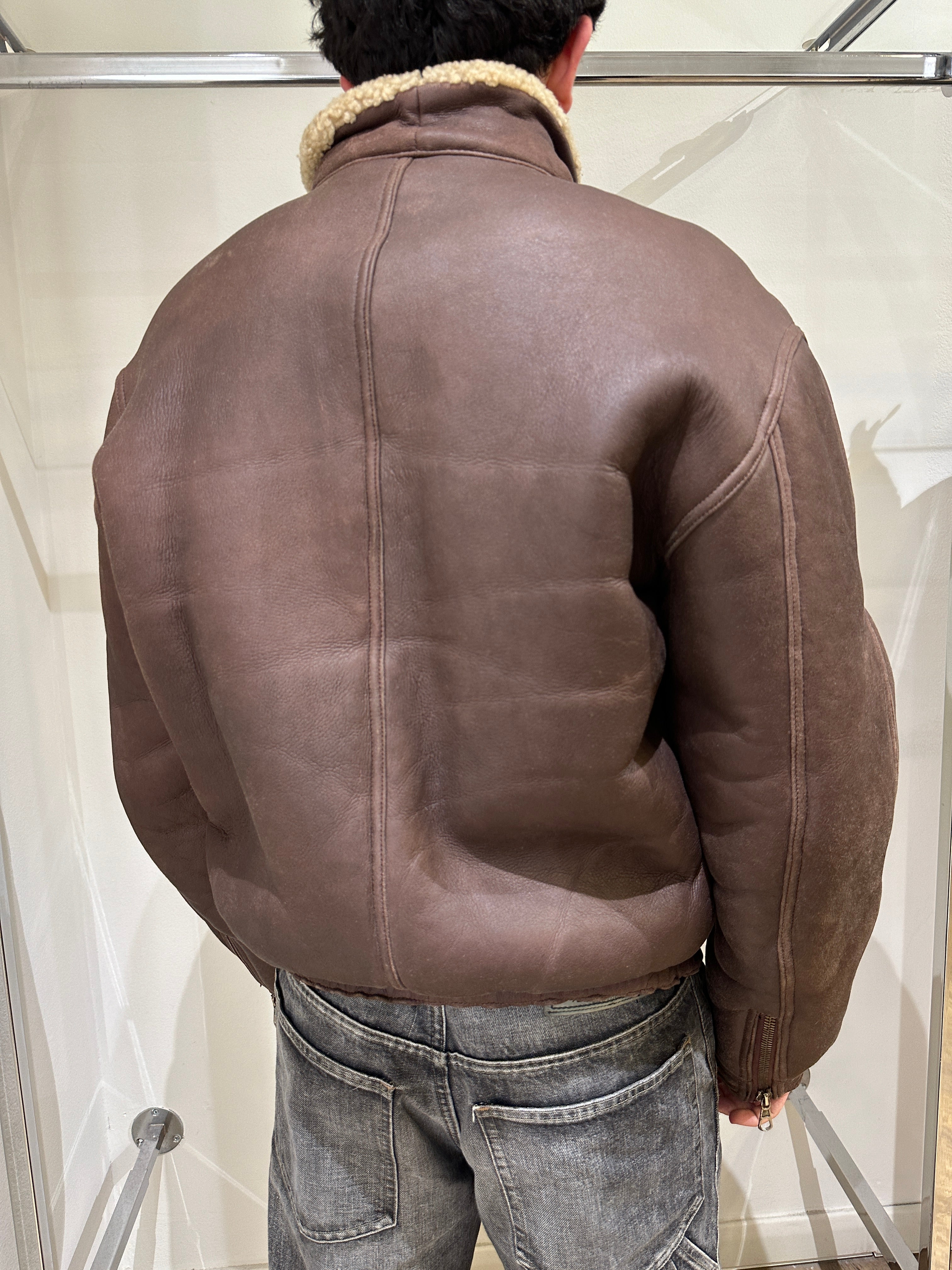 ジャケット・アウター Emporio Armani mouton jacket 80s Sicons 1980s Giorgio Armani oversized double zipper shearling jacket