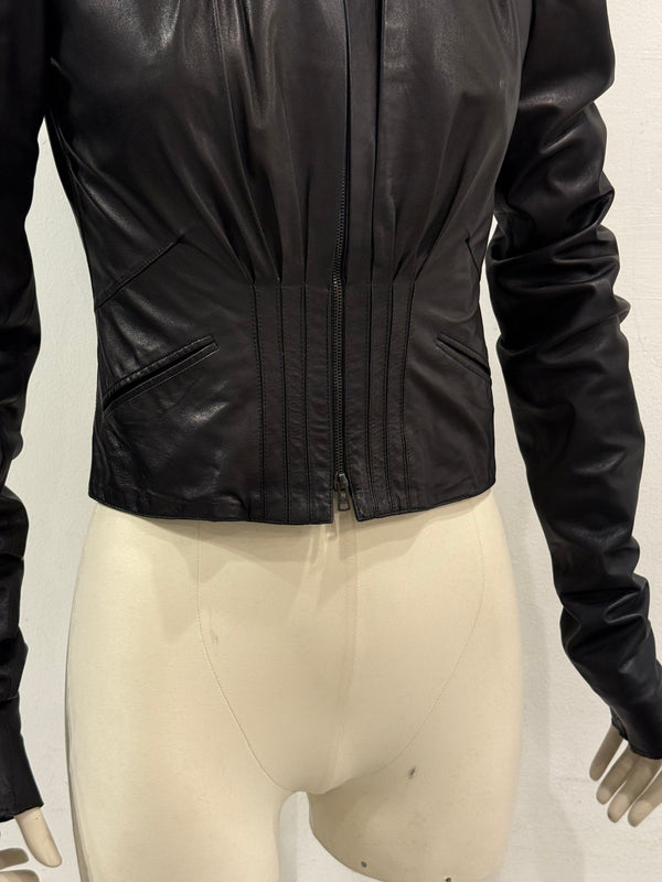 S/S2003 Gucci by Tom Ford corseted cropped runway leather jacket