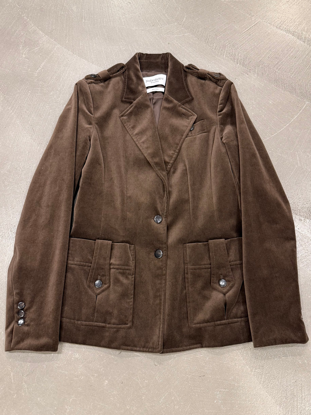 2005 YVES Saint Laurent velvet tailored military blazer