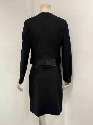 F/W2000 Gucci by Tom Ford leather-trim runway set jacket and skirt set