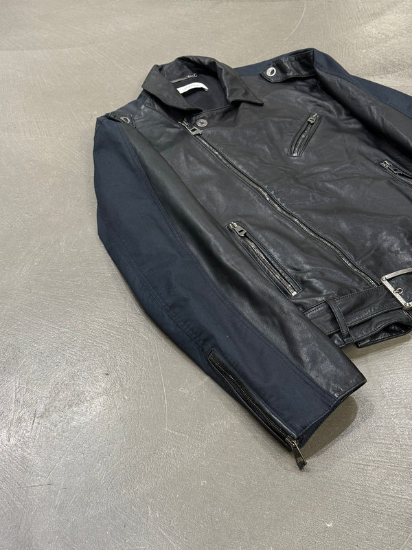2000s Versace hybrid moto biker leather jacket