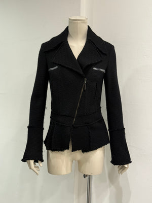 Cavalli frayed asymmetric jacket
