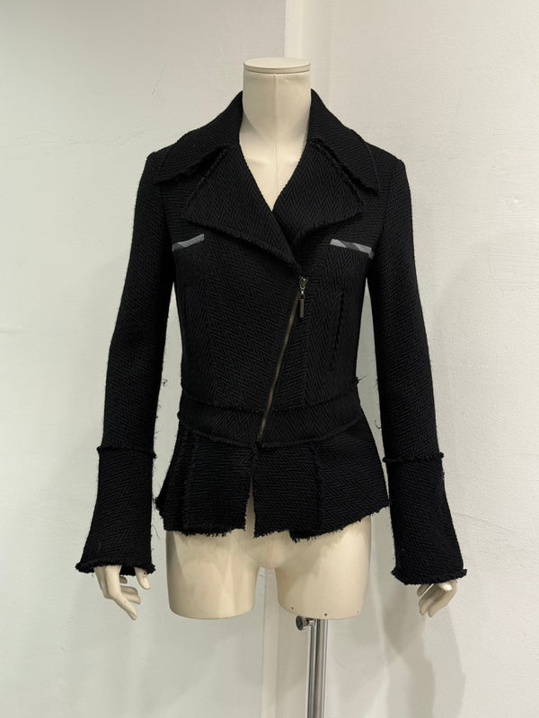 Cavalli frayed asymmetric jacket