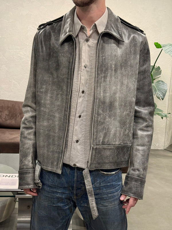 A/W2002 Dior by Hedi Slimane distressed leather jacket
