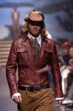 Load image into Gallery viewer, A/W2004 Dsquared2 runway faded leather jacket
