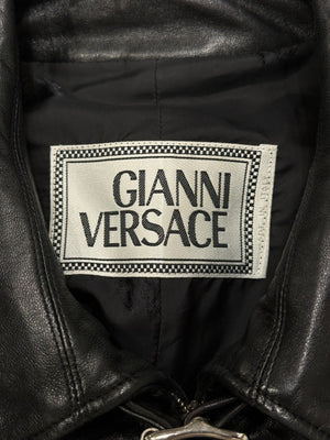 1990s Gianni Versace leather jacket with padlock hardware detail