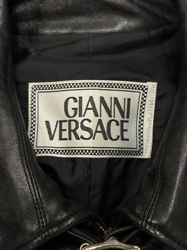 1990s Gianni Versace leather jacket with padlock hardware detail