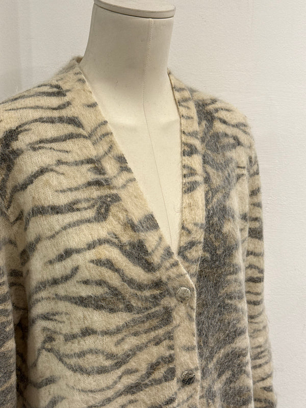 2015 Saint Laurent by Hedi Slimane tiger mohair knit cardigan