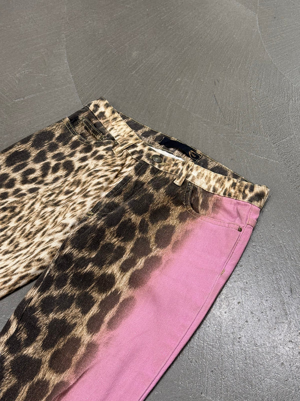 2000s Cavalli leopard print denim pants