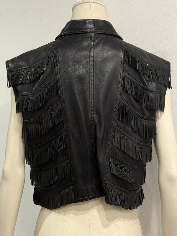 A/W1992 Gianni Versace bondage fringe leather vest