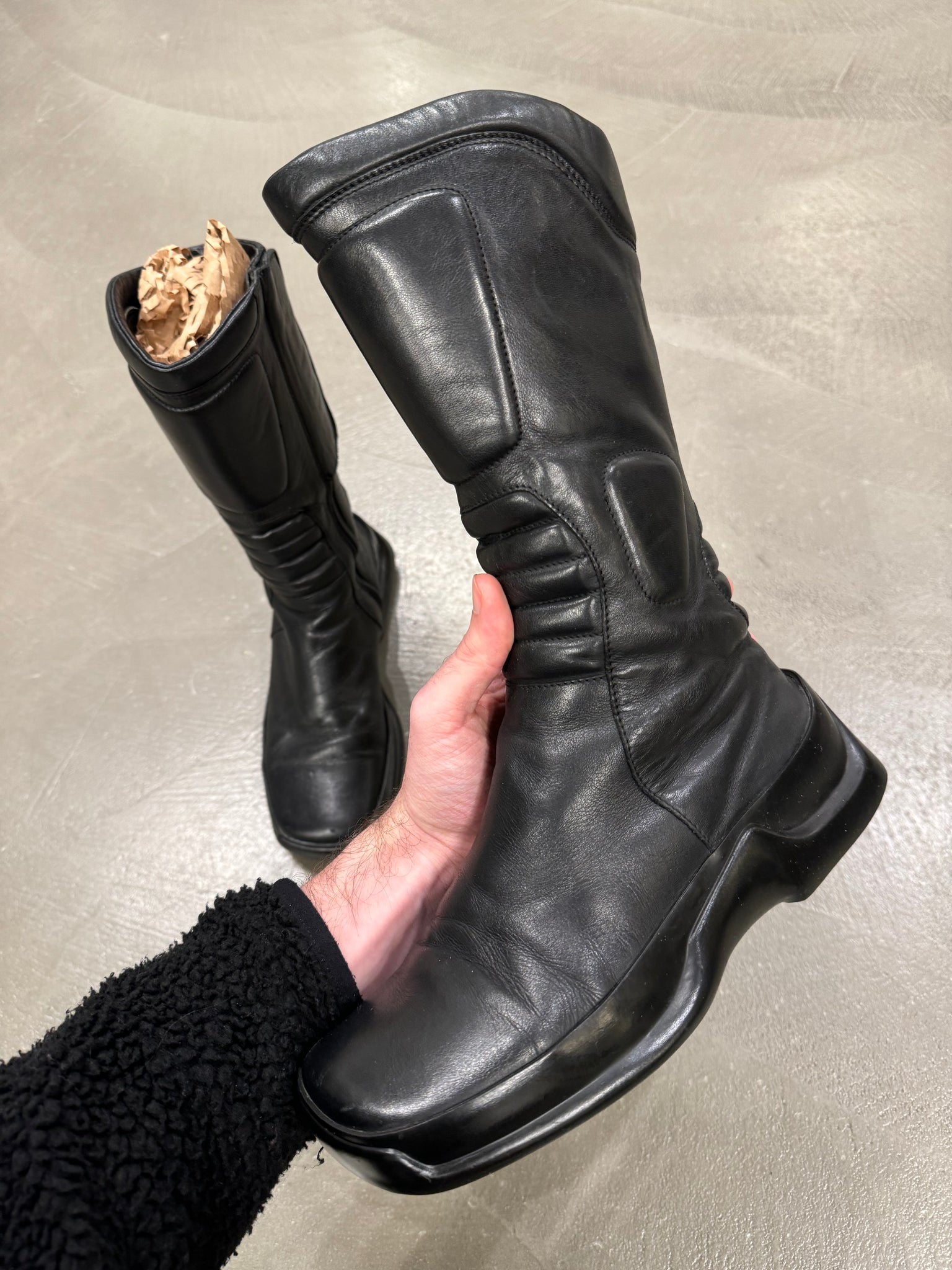 1999 Prada runway biker leather boots – elevated archives
