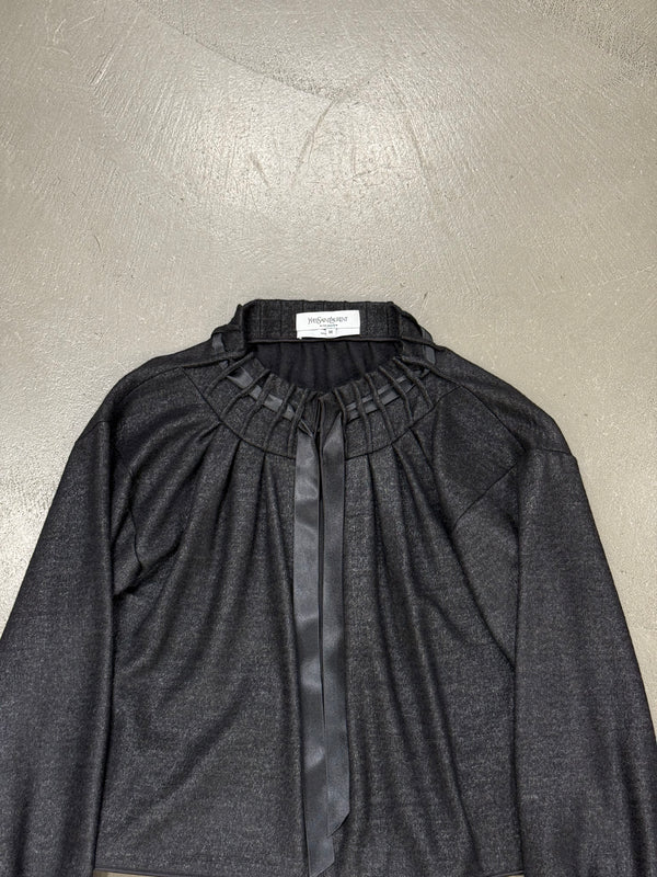 2000s Yves Saint Laurent Rive Gauche pleated gathered set top & skirt