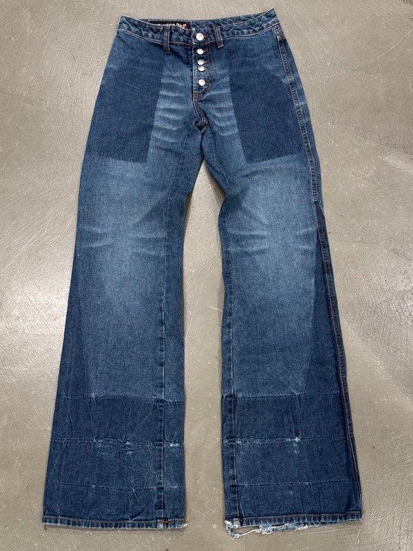 2000s Jean Paul Gaultier flared patchwork jeans