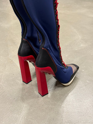 S/S2017 Versace iconic runway neoprene multi color high boots