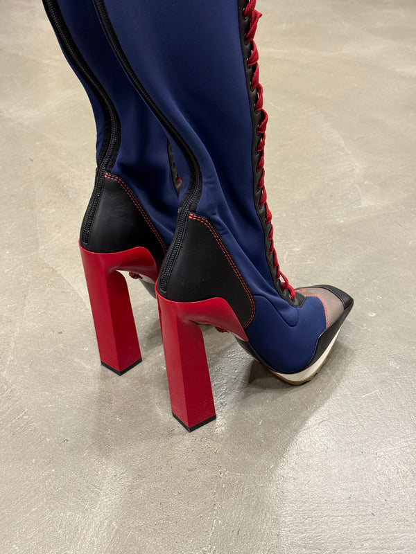 S/S2017 Versace iconic runway neoprene multi color high boots