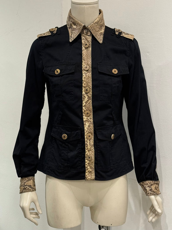 2000s Dolce & Gabbana real Python trim shirt