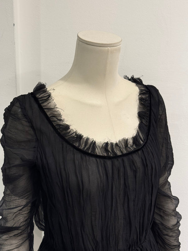 A/W2002 Alexander McQueen runway sheer silk peplum top