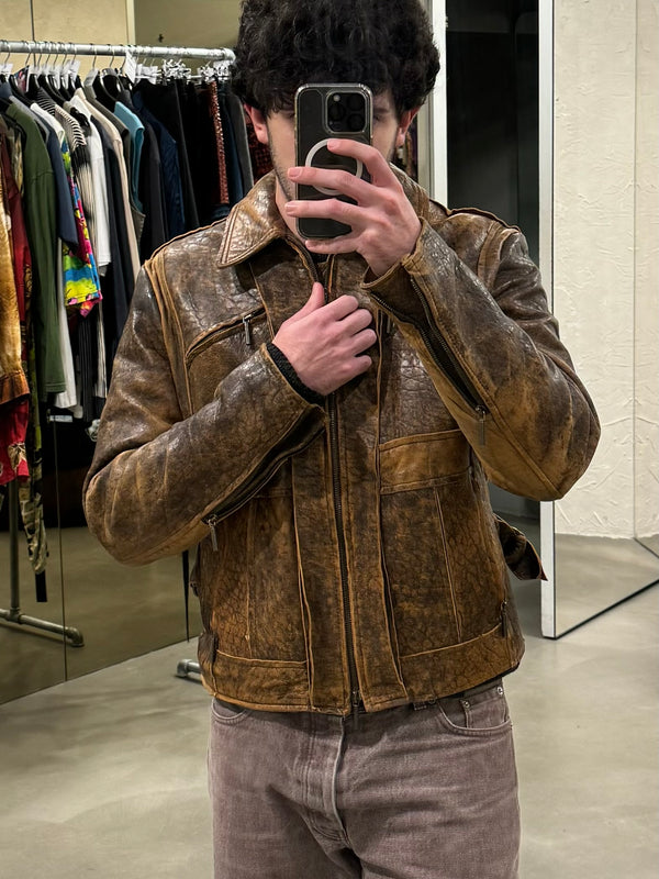 A/W 2005 Roberto Cavalli eroded faded leather jacket