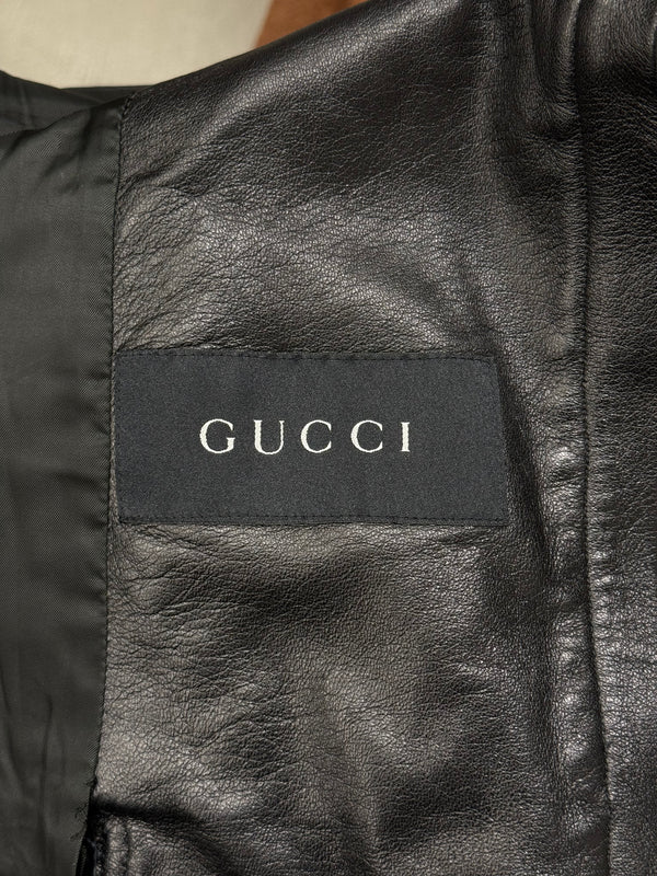 A/W2002 Gucci by Tom Ford ribbed collar leather jacket