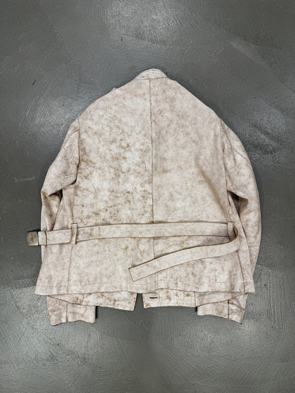 S/S2002 Ann Demeulemeester runway cracked leather napoleon military jacket