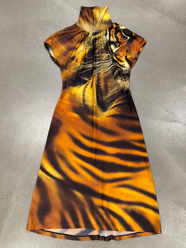 A/W2000 Roberto Cavalli cut-out tiger print dress