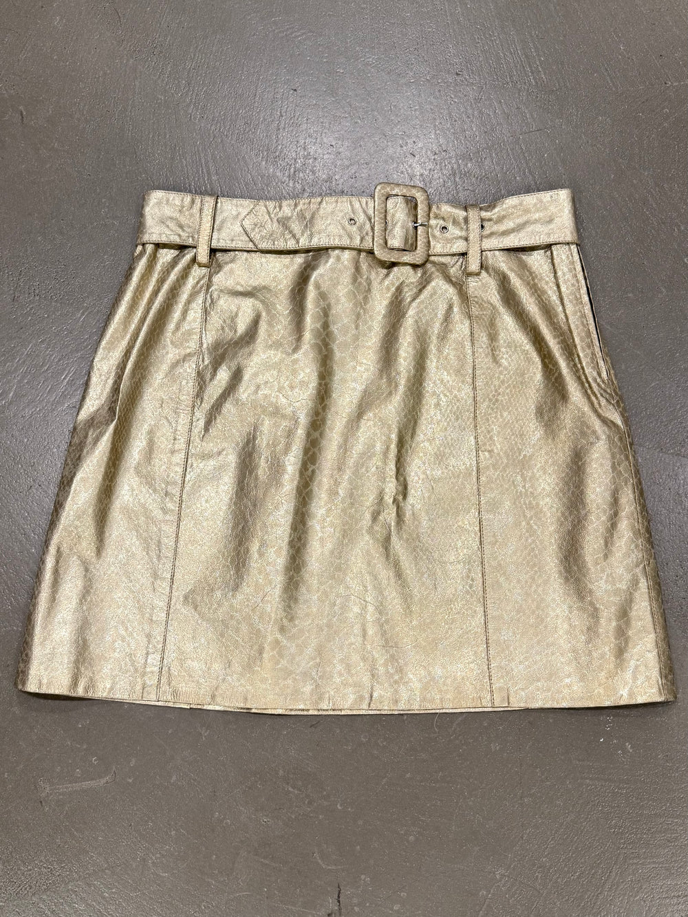 2000s Roberto Cavalli metallic leather belted mini skirt