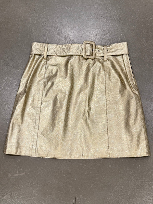 2000s Roberto Cavalli metallic leather belted mini skirt