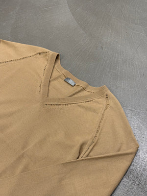 A/W2005 Dior Homme raw edge v-neck distressed knit sweater
