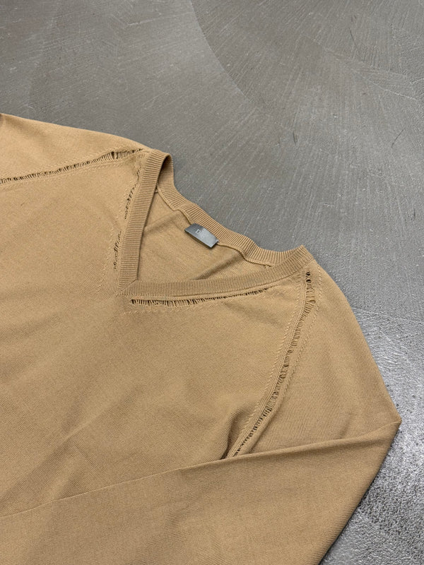 A/W2005 Dior Homme raw edge v-neck distressed knit sweater