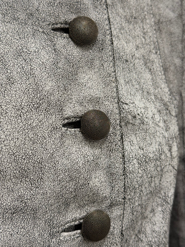 S/S 2002 Ann Demeulemeester runway cracked leather Napoleon military jacket