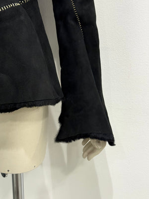2002 Roberto Cavalli fitted shearling jacket with real fur collar