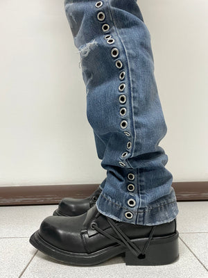 SS06 Dolce & Gabbana eyelet studded holed jeans