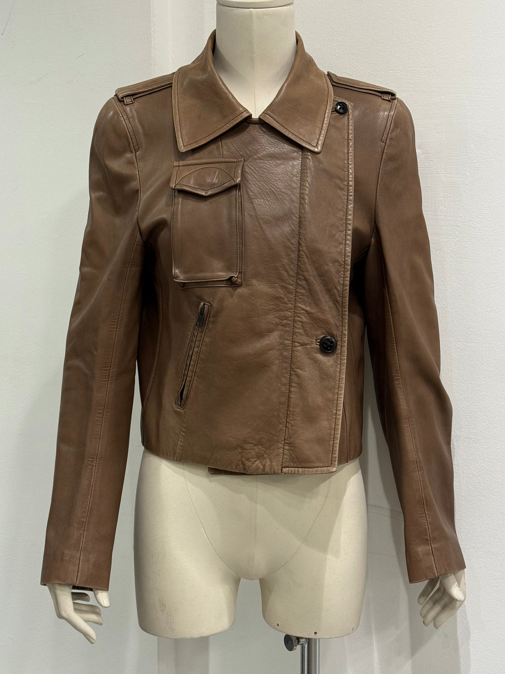 2000s Ann Demeulemeester leather aviator cargo jacket