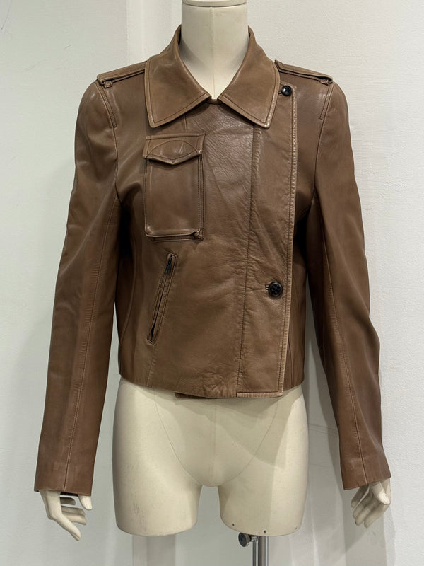 2000s Ann Demeulemeester leather aviator cargo jacket