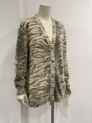 2015 Saint Laurent by Hedi Slimane tiger mohair knit cardigan