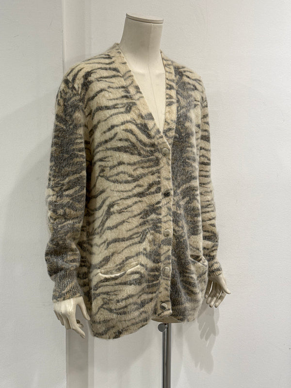 2015 Saint Laurent by Hedi Slimane tiger mohair knit cardigan