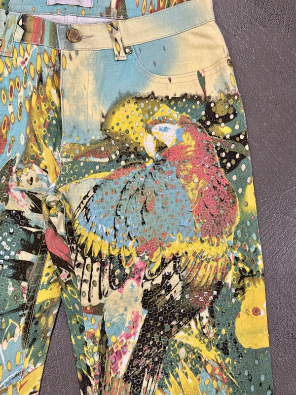 S/S2003 Roberto Cavalli parrot tropical pants