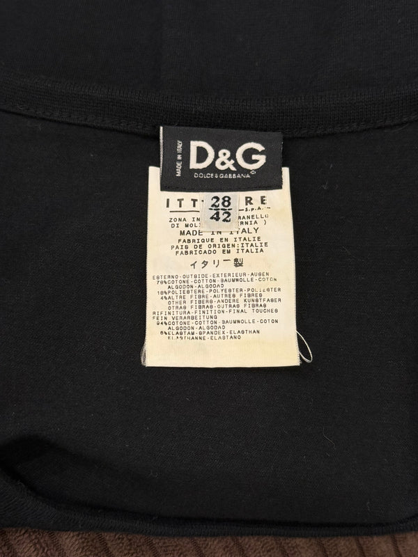 2001 Dolce & Gabbana rose graphic and tulle sleeve t-shirt