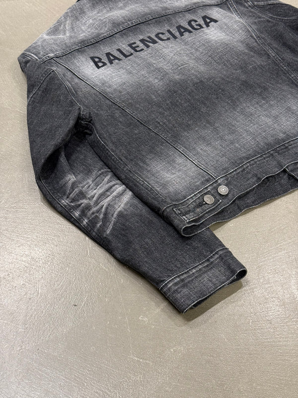 Balenciaga faded logo oversized denim jacket