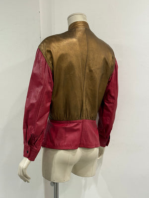 1980s Giorgio Armani panelled leather bomber jacket