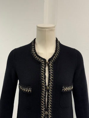S/S2006 Chanel black cashmere jacket with chain trim