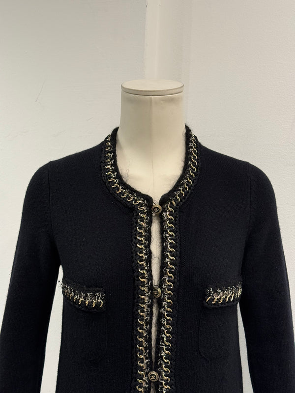 S/S2006 Chanel black cashmere jacket with chain trim