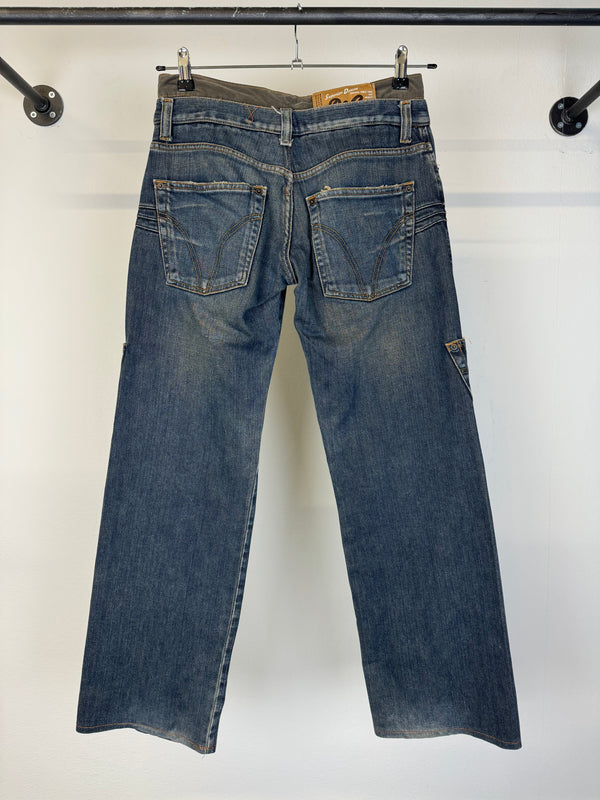 AW2003 D&G double waisted asymmetrical pockets jeans