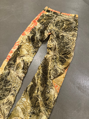 F/W 2001 Roberto Cavalli double silk layer burned distressed pants