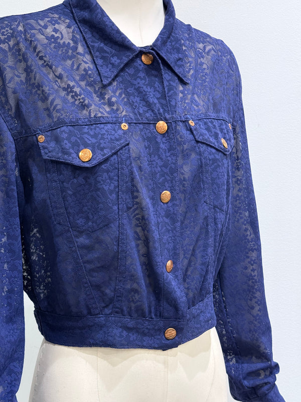 1990s Jean Paul Gaultier transparent lace bomber jacket